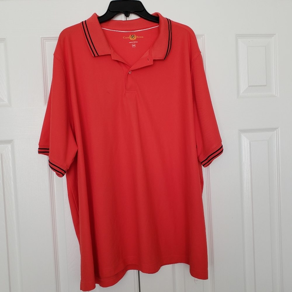 Club Room Men's Polo Shirt Orange With Navy Blue Trim and 1 Black Polo - Picture 1 of 6